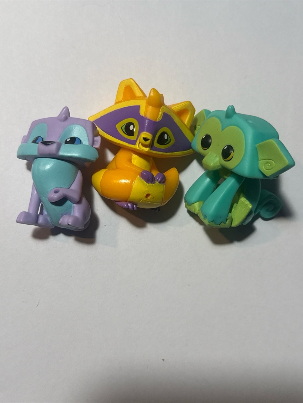 Lot of 4 Animal Jam Figures WildWorks Jazwares Wolf, Raccoon, & Monkey Cute Toys